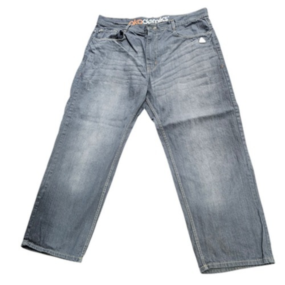 Akademiks Men's Jeans Size 46x32 Loose Fit Straight Leg Medium Grey Cotton Denim